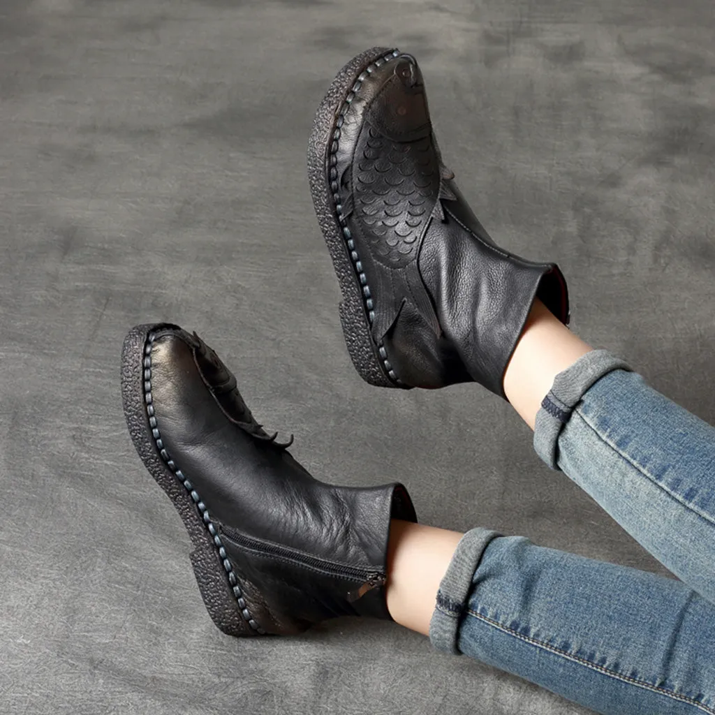 Autumn Winter Soft Leather Handmade Retro Boots