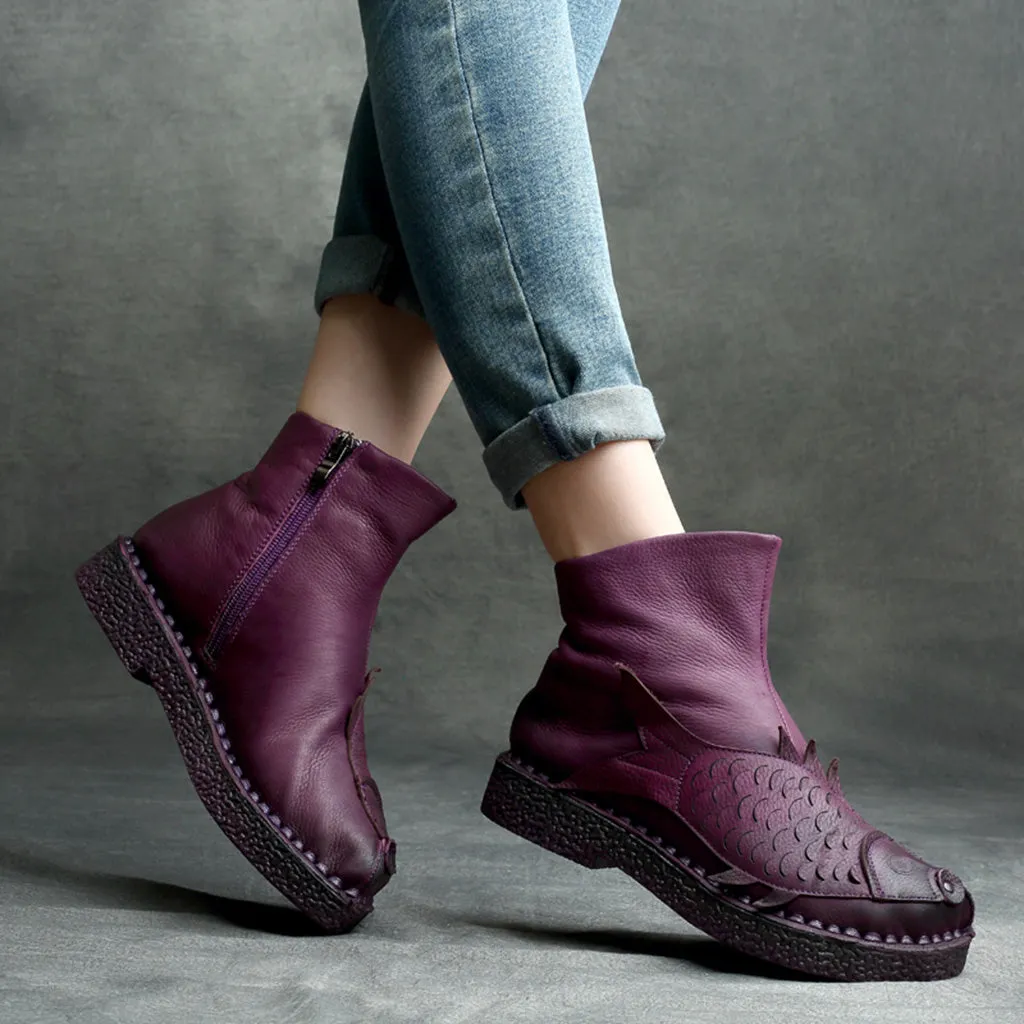 Autumn Winter Soft Leather Handmade Retro Boots