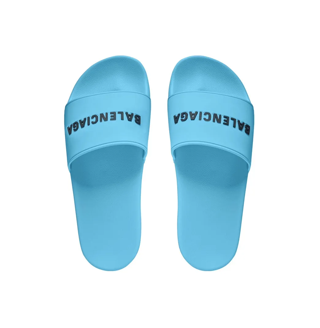 BALENCIAGA LOGO SLIDERS - BABY BLUE