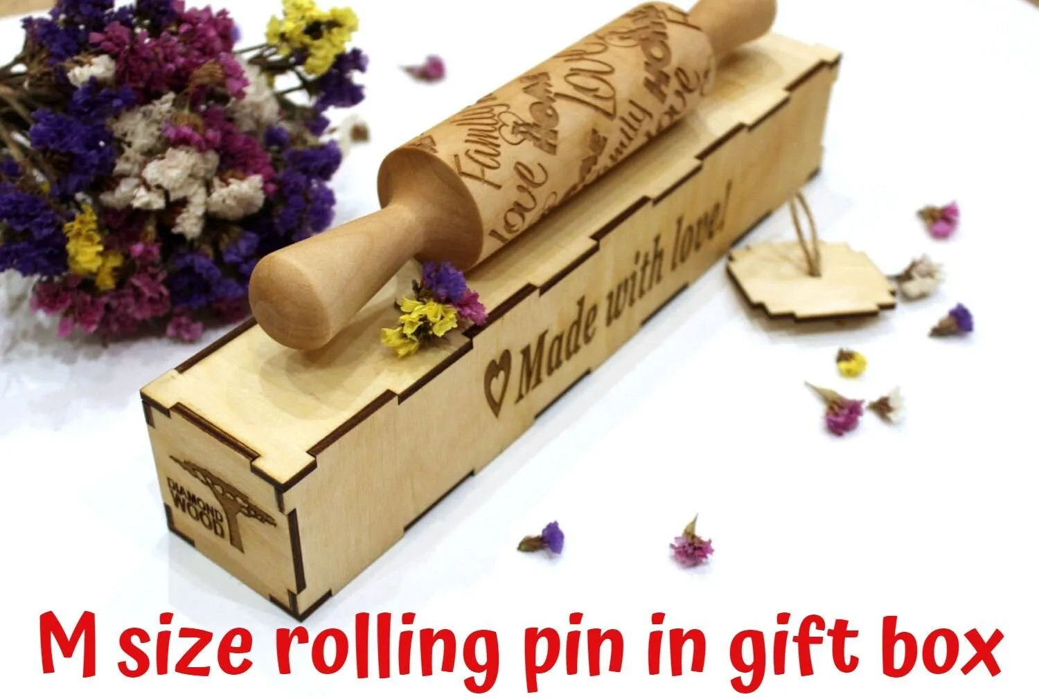 Bamboo Embossed Rolling Pin, Textured Cookie, Clay Stamp,Pottery Roller, Ceramics Shortbread Cookies, Christmas Gift