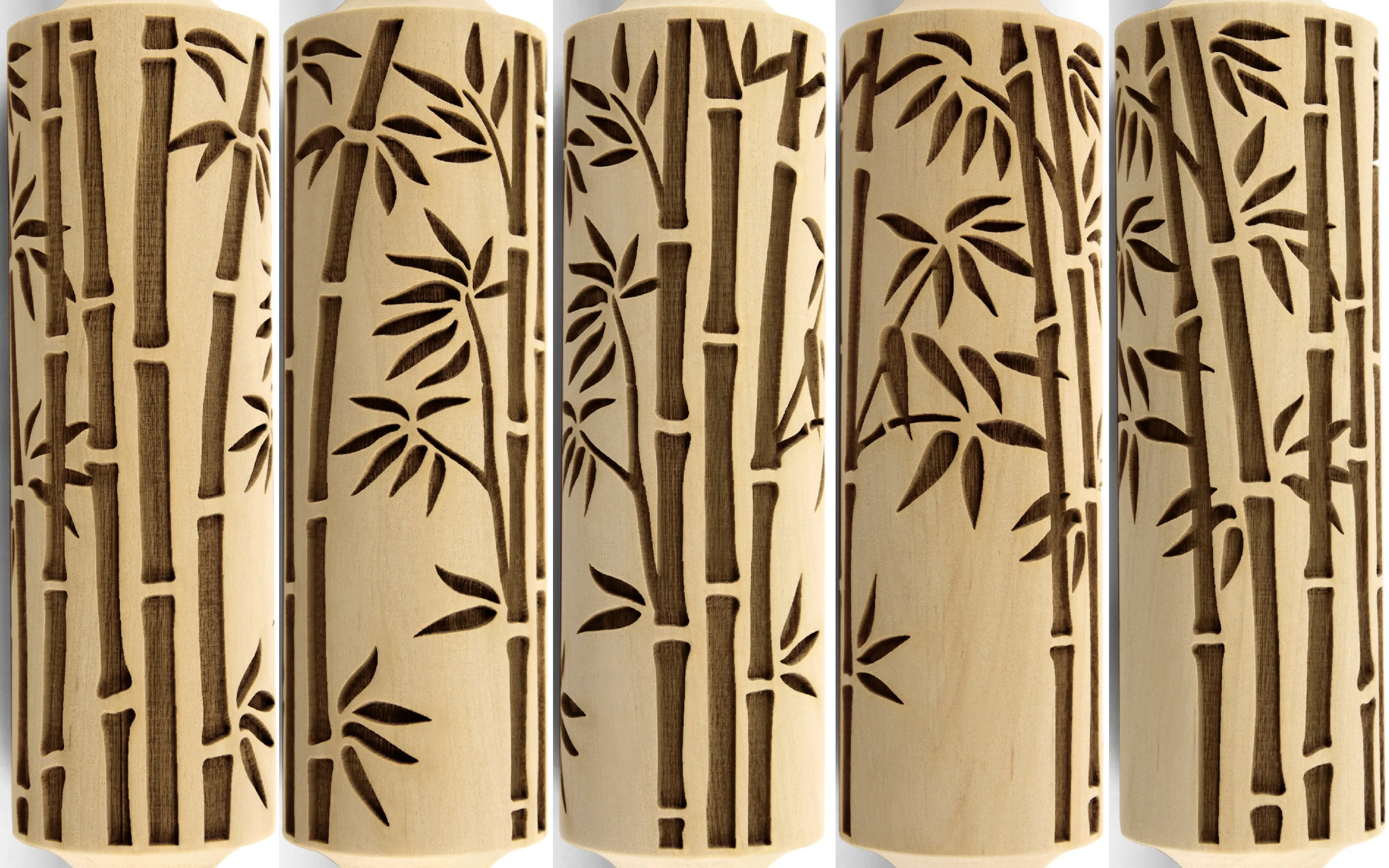 Bamboo Embossed Rolling Pin, Textured Cookie, Clay Stamp,Pottery Roller, Ceramics Shortbread Cookies, Christmas Gift