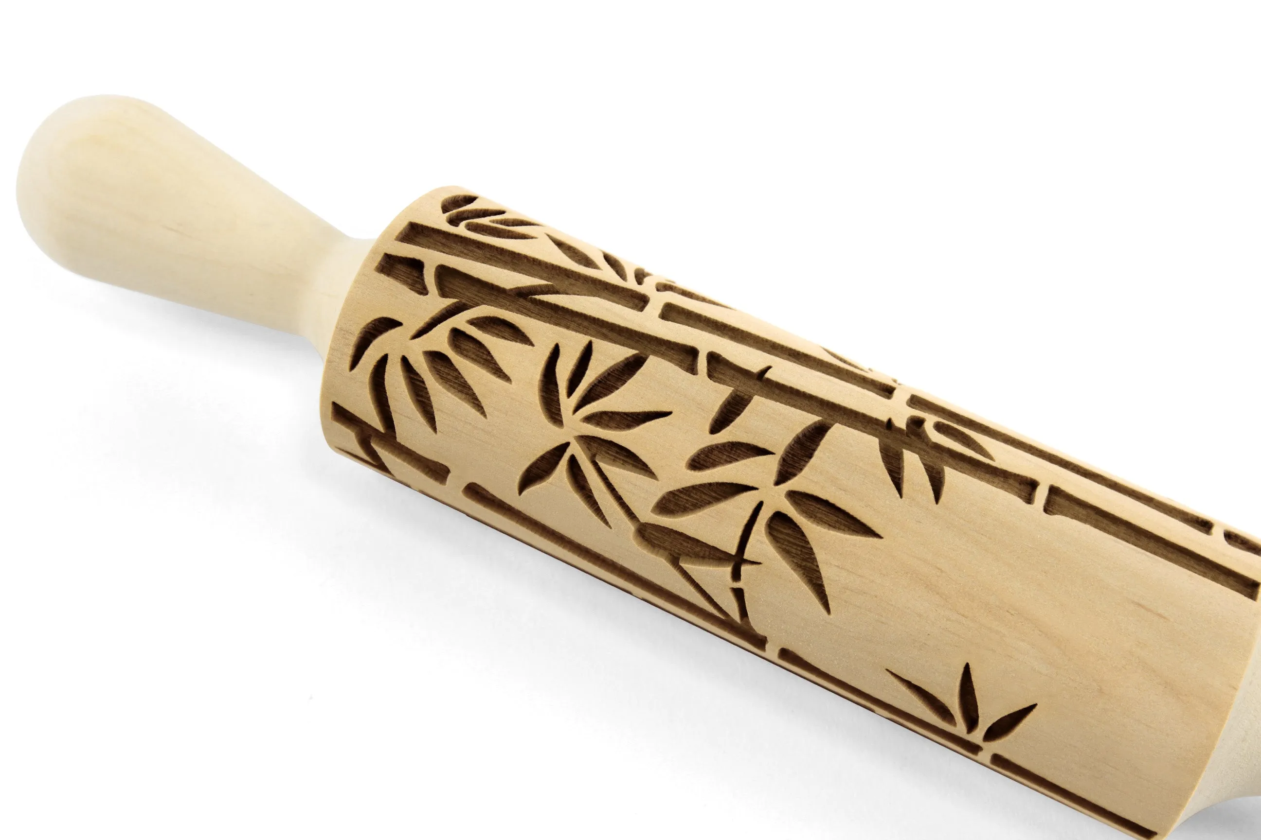 Bamboo Embossed Rolling Pin, Textured Cookie, Clay Stamp,Pottery Roller, Ceramics Shortbread Cookies, Christmas Gift