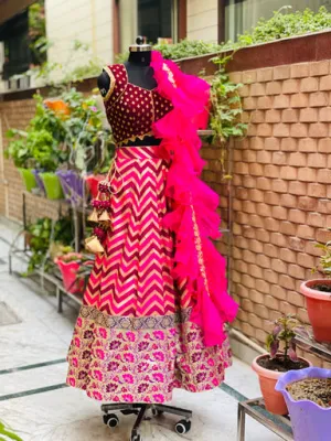 Banarasi Pink Wine Lehenga