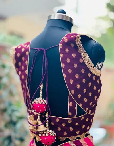 Banarasi Pink Wine Lehenga
