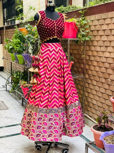Banarasi Pink Wine Lehenga
