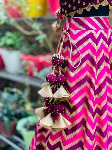 Banarasi Pink Wine Lehenga