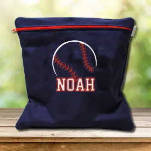 Baseball Navy Personalized Reusable Food Bag