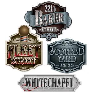 Beistle Sherlock Holmes Decorative Sign Cutouts 110.25 in -18 in  (4/Pkg) Party Supply Decoration : Sherlock Holmes