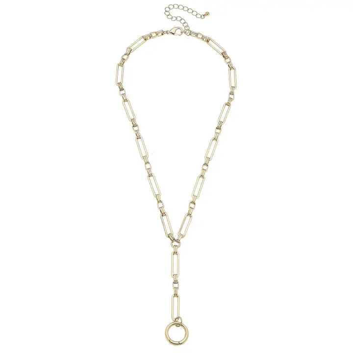 Bella Lariat Charm Necklace Base in Shiny Gold