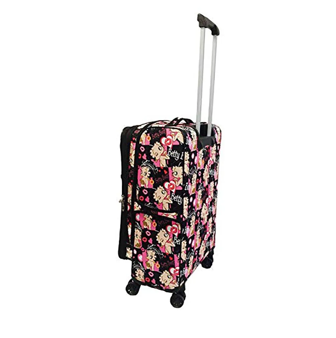 Betty Boop 3pcs Set canvas Luggage 4 pairs rolling Spinning Wheels black pink