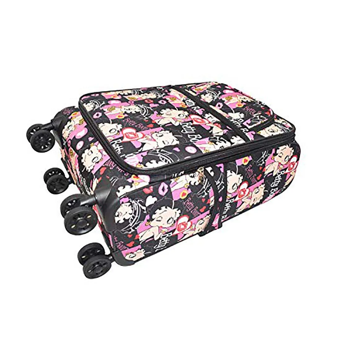 Betty Boop 3pcs Set canvas Luggage 4 pairs rolling Spinning Wheels black pink