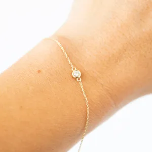 Bezel Set Diamond Solitaire Bolo Bracelet in 14k Yellow Gold