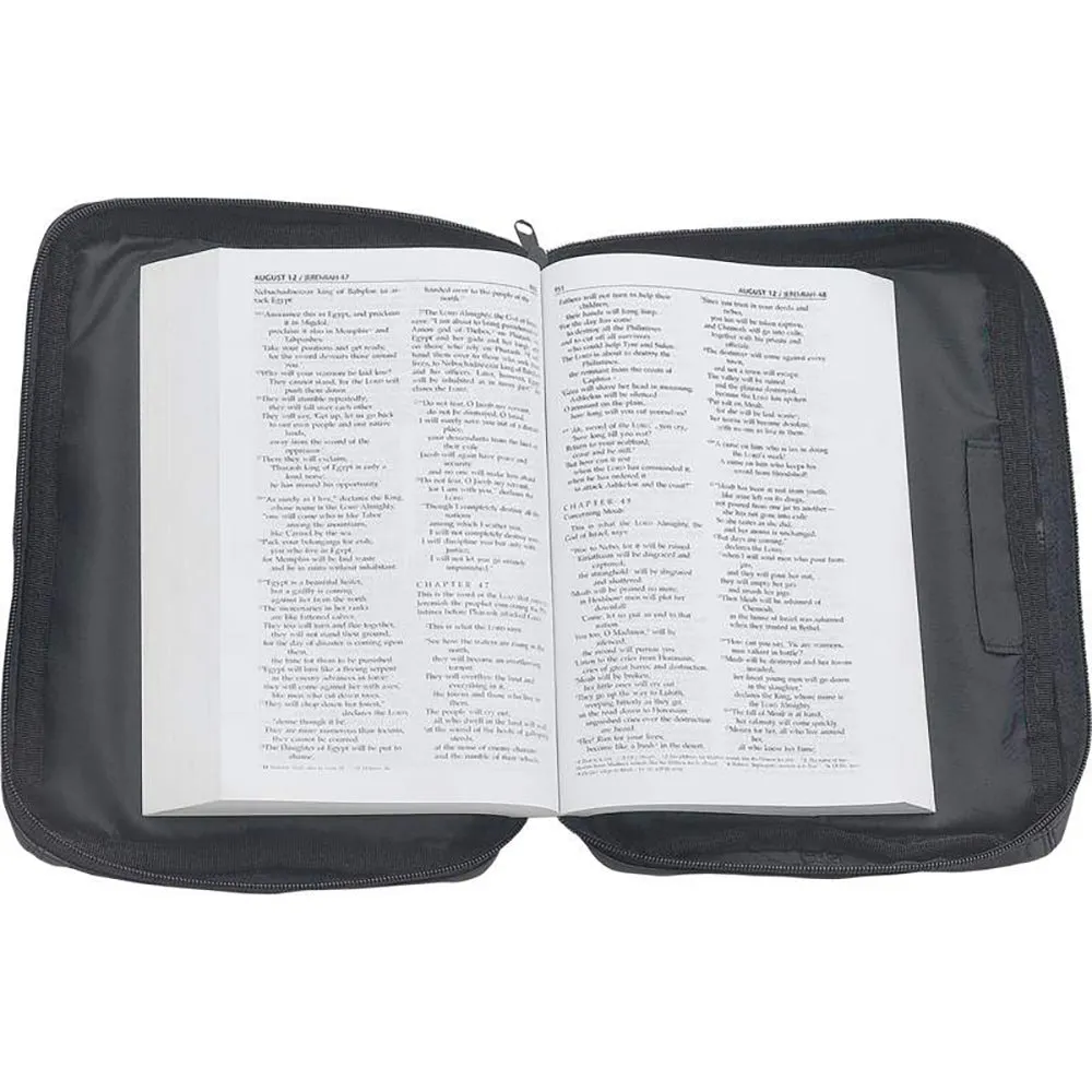 Bible Cover Black Italian Stone Genuine Leather Protective Holy Book Tote Carry Case Bag