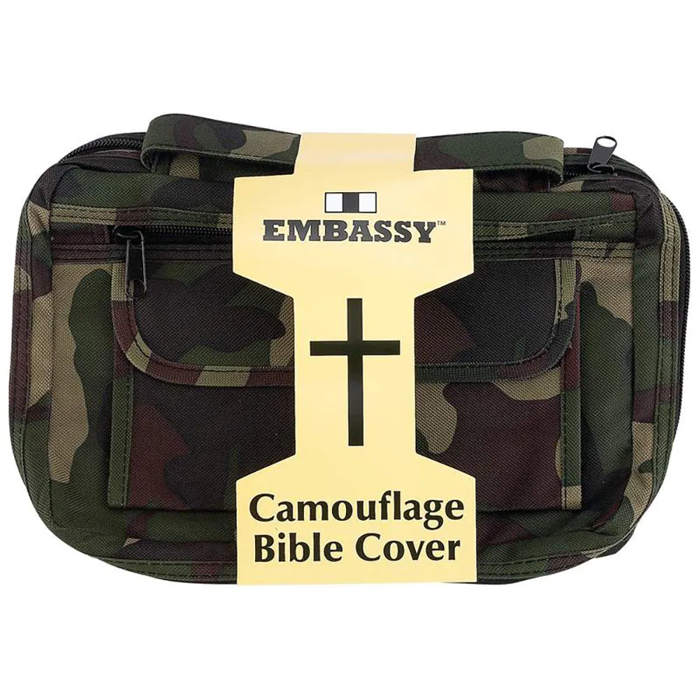 Bible Cover Camo Green Camouflage Protective Holy Book Tote Carry Case Bag