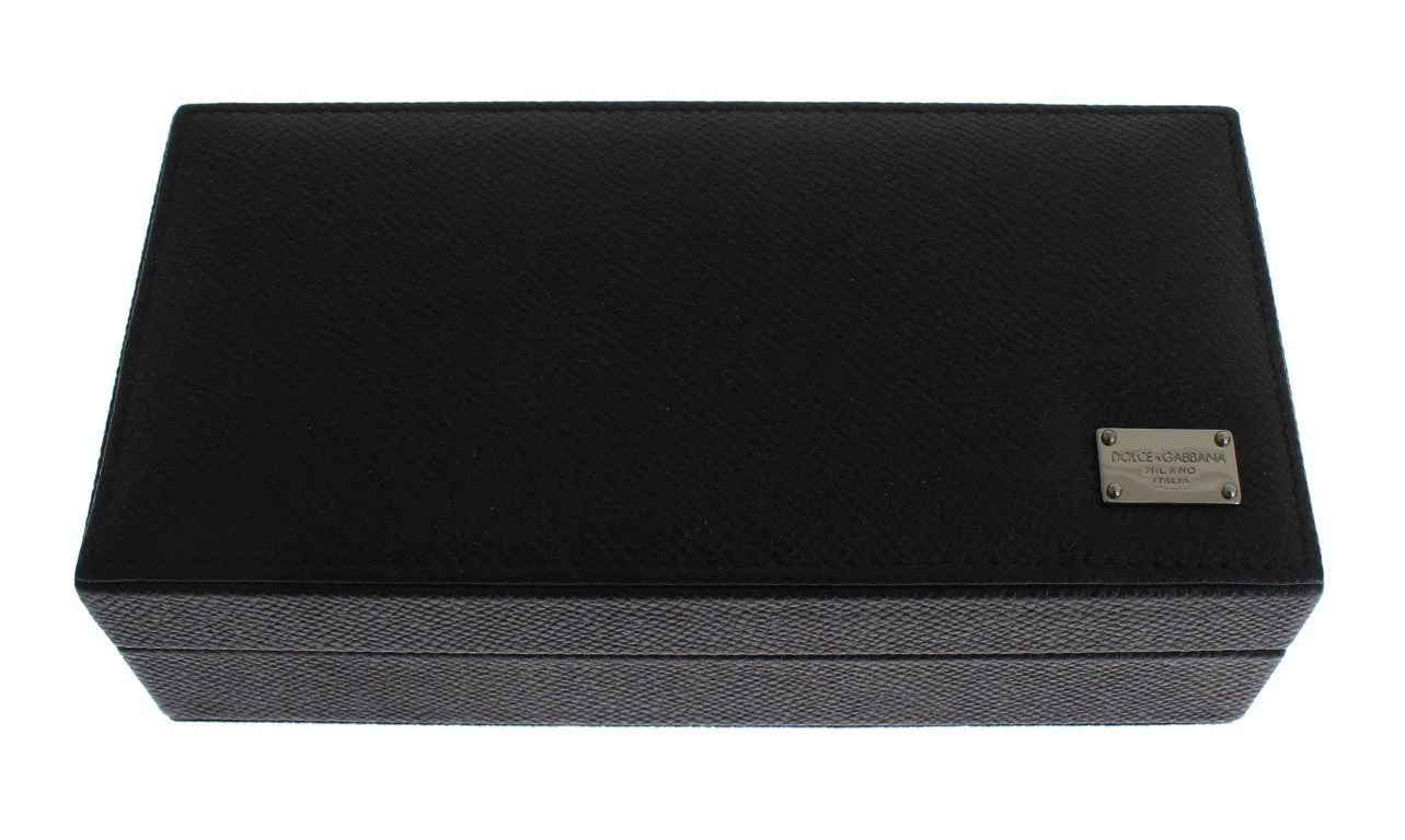 Black Leather Ring Cufflinks Organizer Box