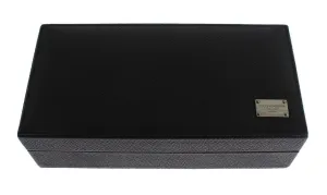 Black Leather Ring Cufflinks Organizer Box