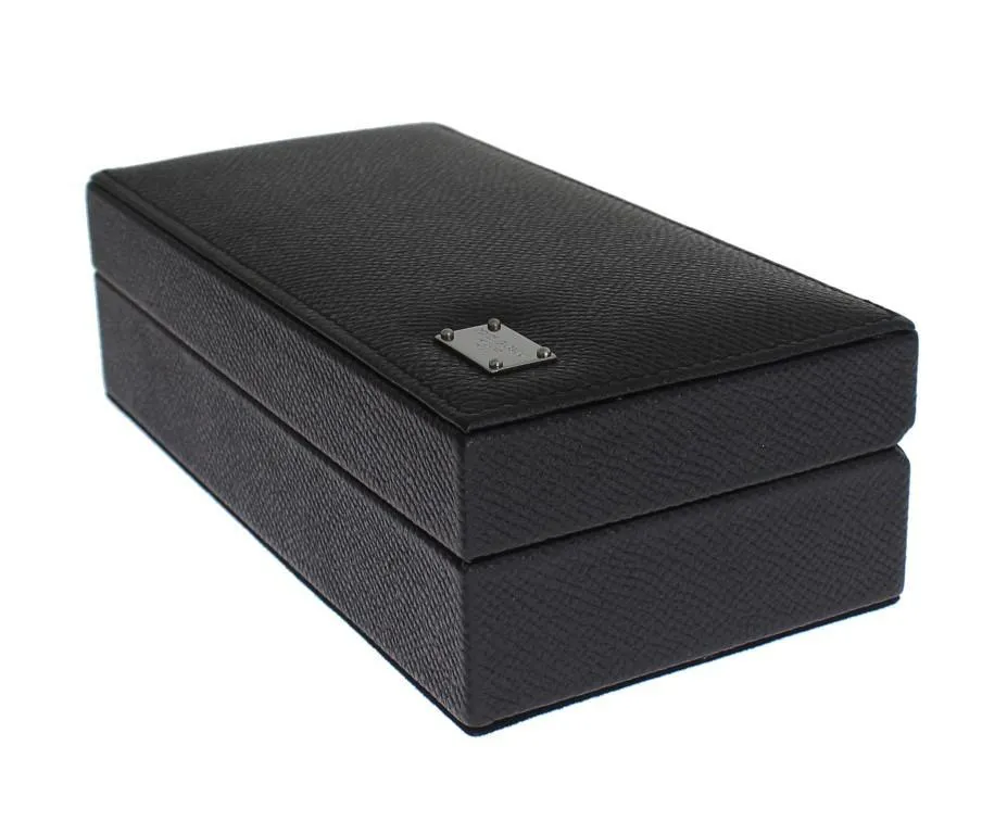 Black Leather Ring Cufflinks Organizer Box