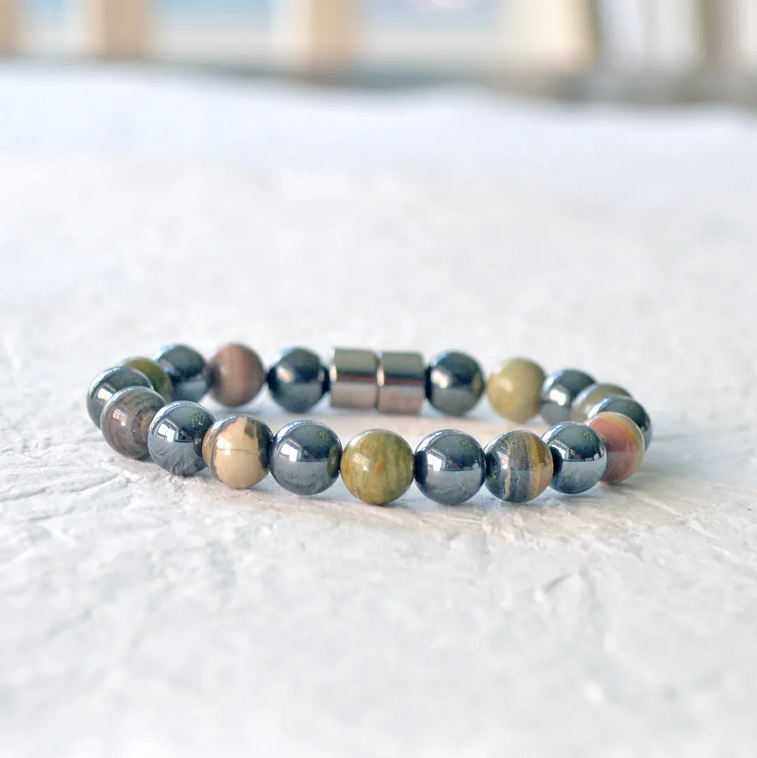 Black Magnetic Hematite & Jasper Bracelet