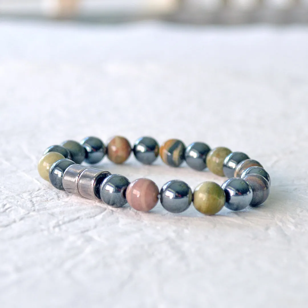 Black Magnetic Hematite & Jasper Bracelet