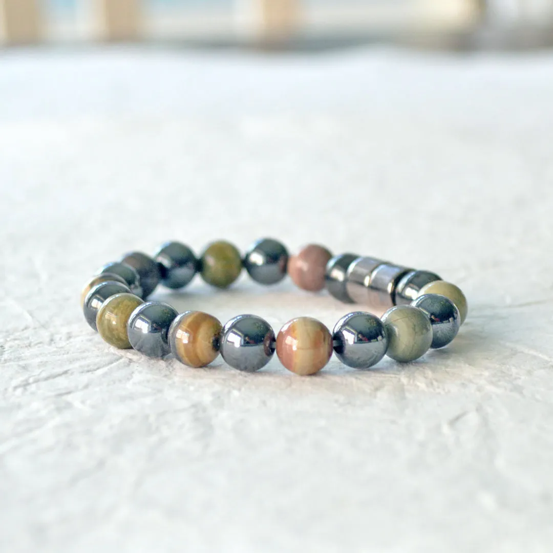 Black Magnetic Hematite & Jasper Bracelet