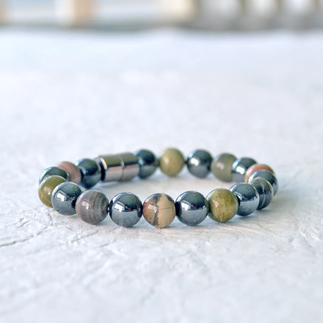 Black Magnetic Hematite & Jasper Bracelet