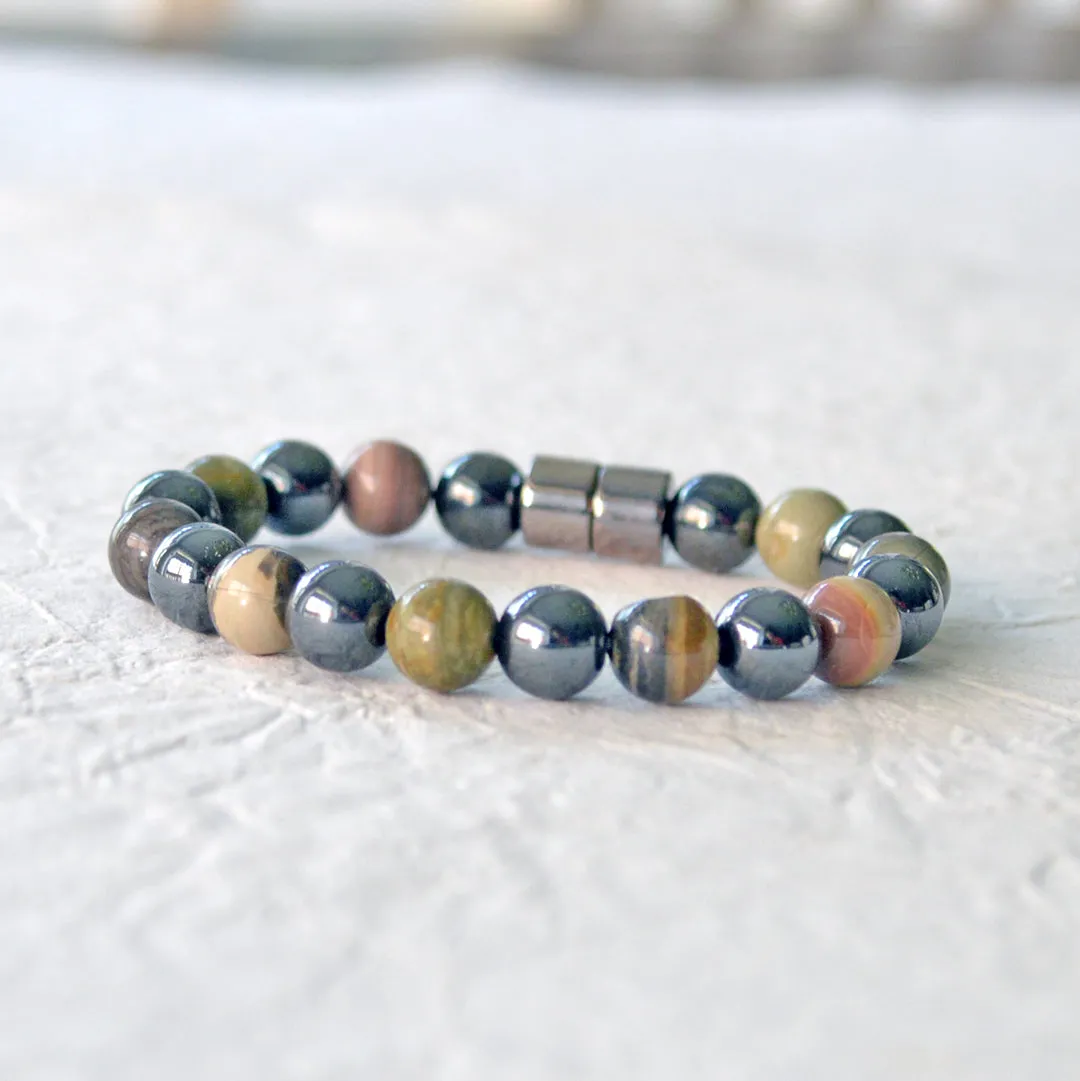 Black Magnetic Hematite & Jasper Bracelet