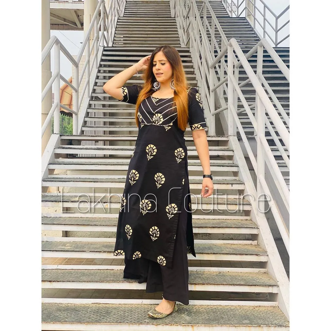 Black Printed Suit