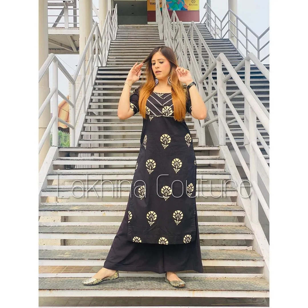 Black Printed Suit