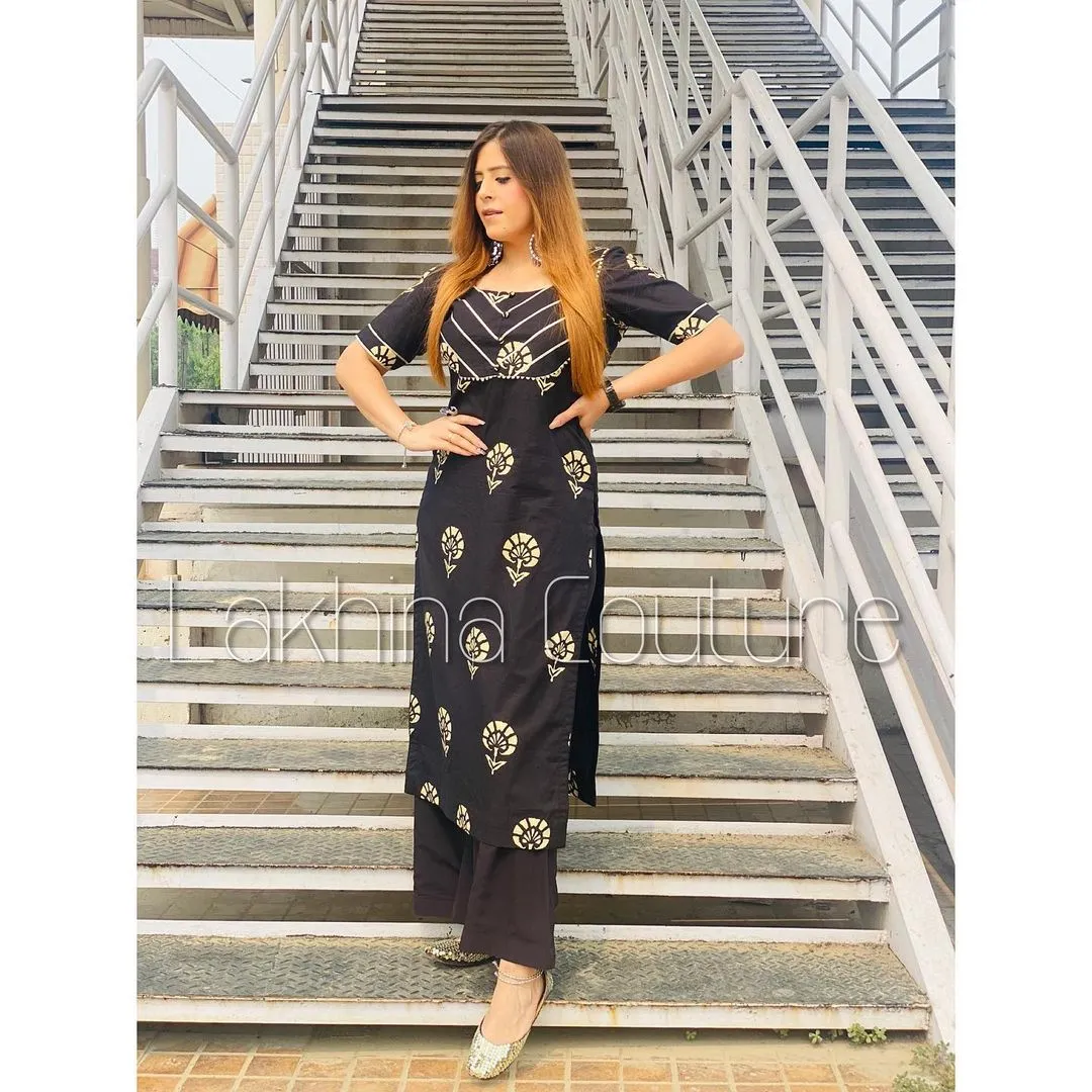 Black Printed Suit
