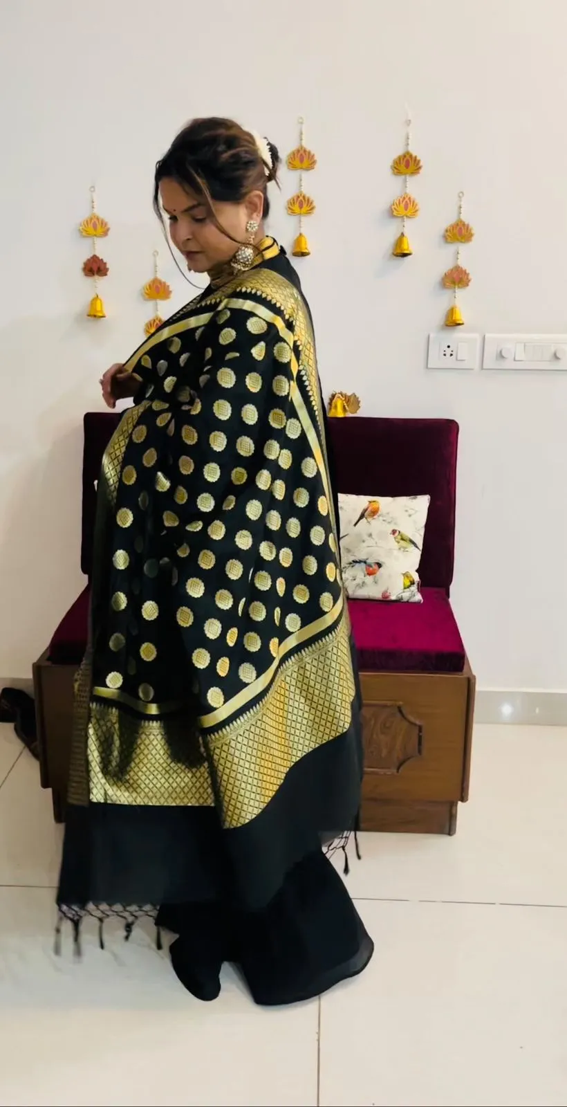 Black Raw Silk Garara Suit
