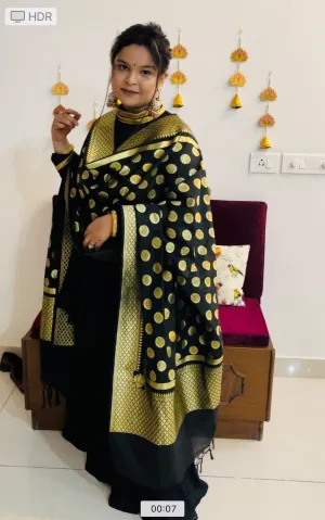 Black Raw Silk Garara Suit