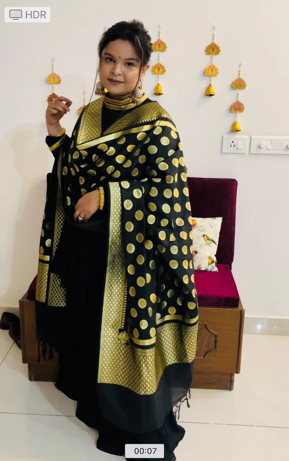 Black Raw Silk Garara Suit
