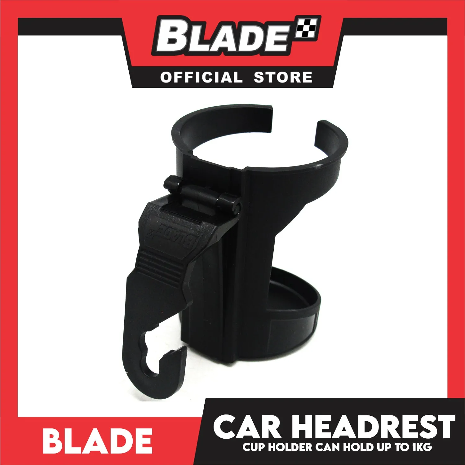 Blade Car Headrest Cup Holder (Black) Conveniently Holds Cups, Tumblers, Cans and More