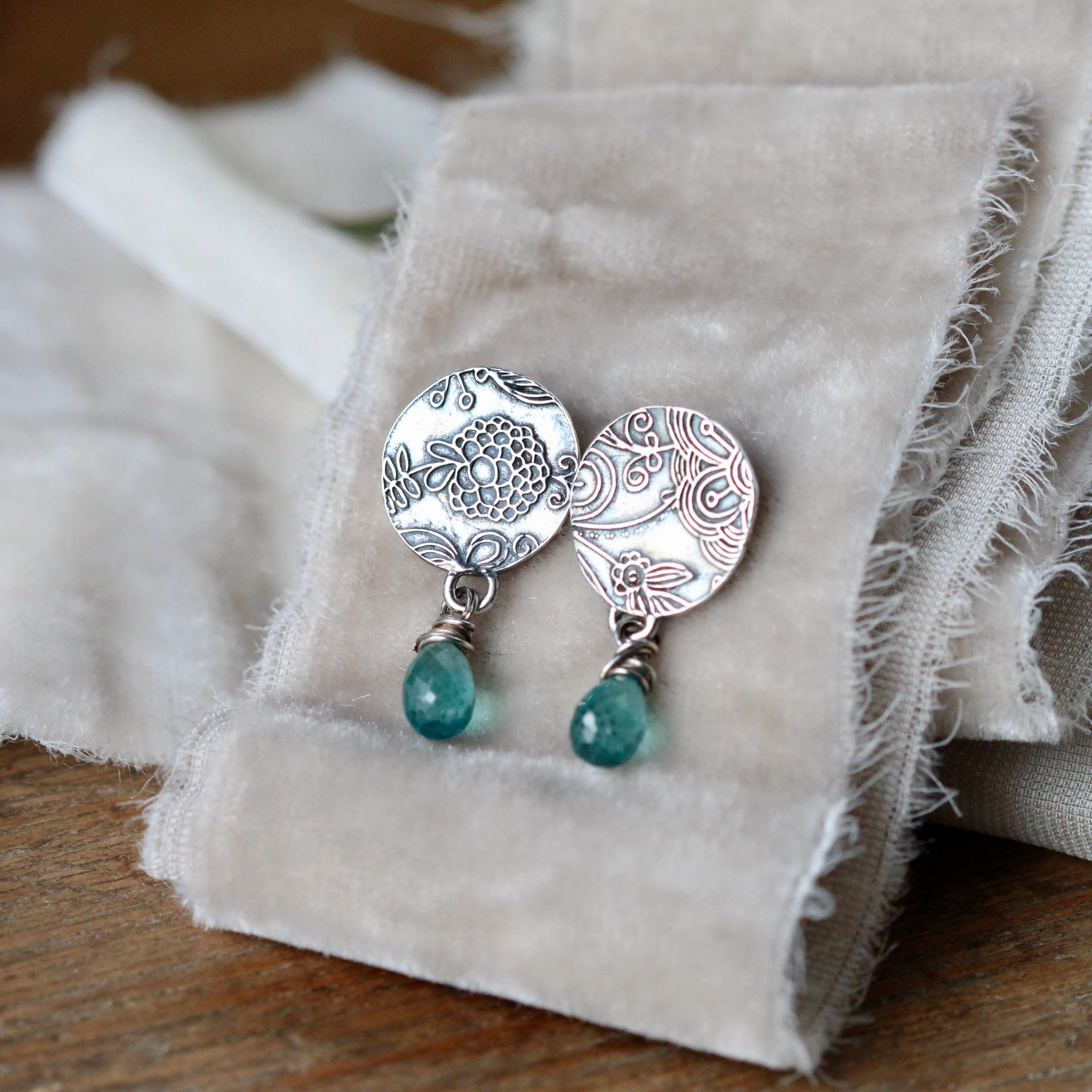 Blue Apatite and sterling silver Midnight Garden Earrings