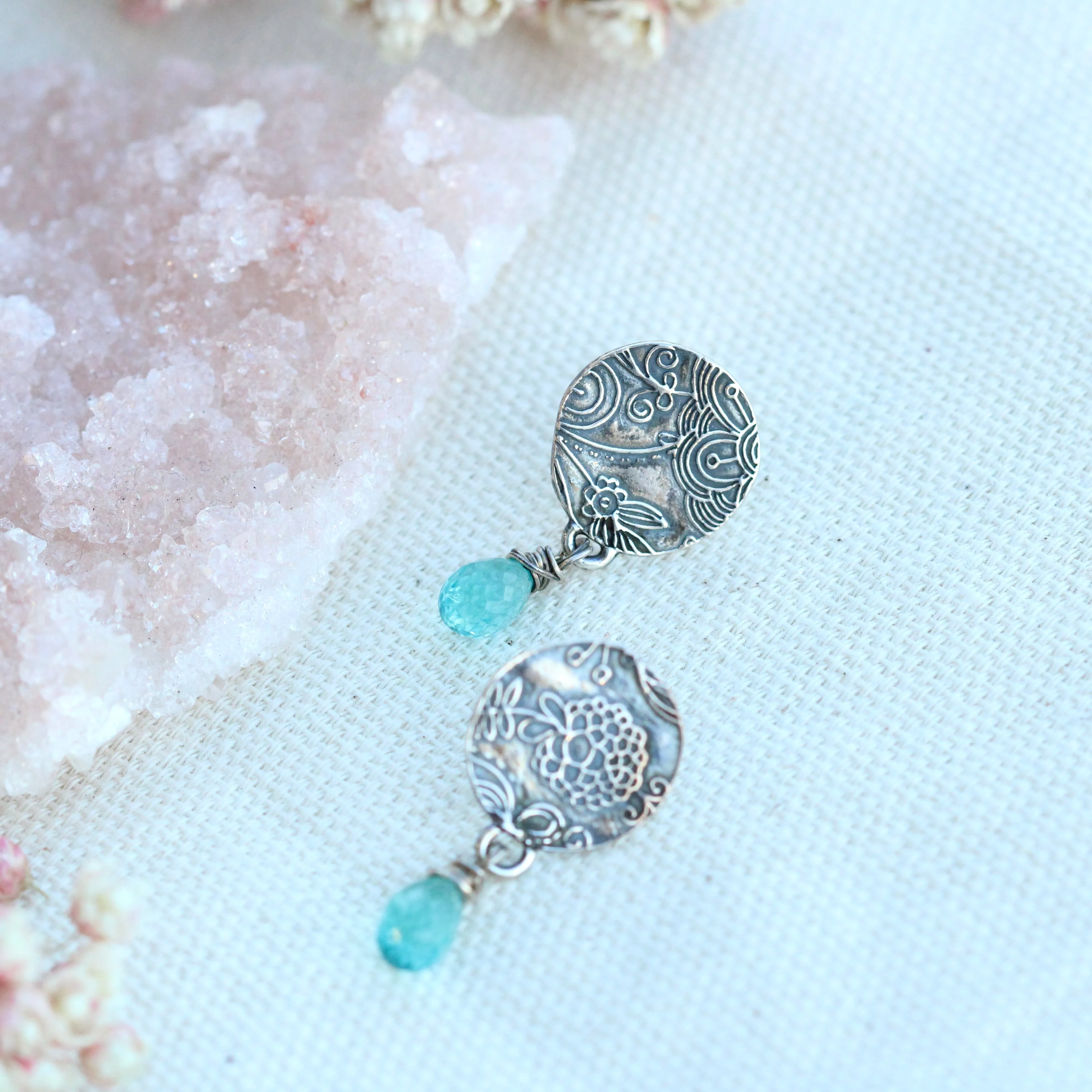 Blue Apatite and sterling silver Midnight Garden Earrings