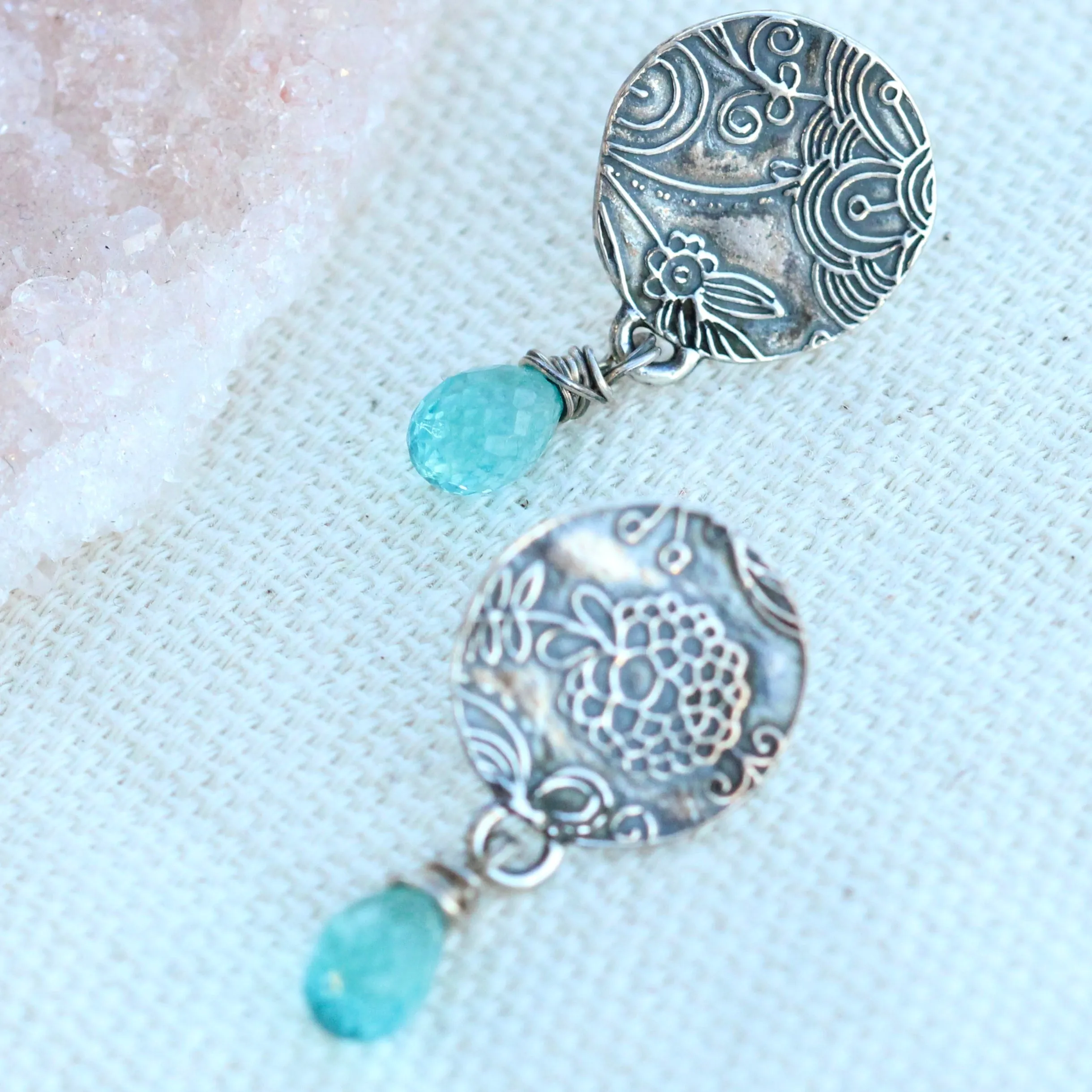 Blue Apatite and sterling silver Midnight Garden Earrings