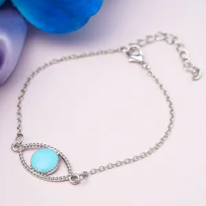 Blue Evil Eye Silver Border Bracelet