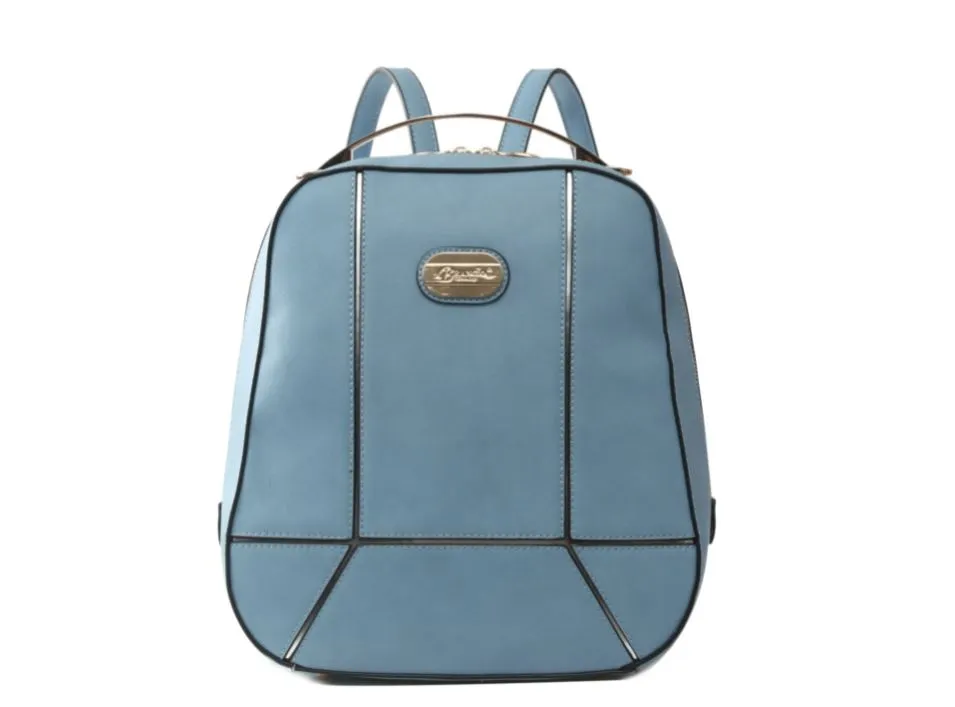 Blue Vegan Leather Minimalist Womens Backpack