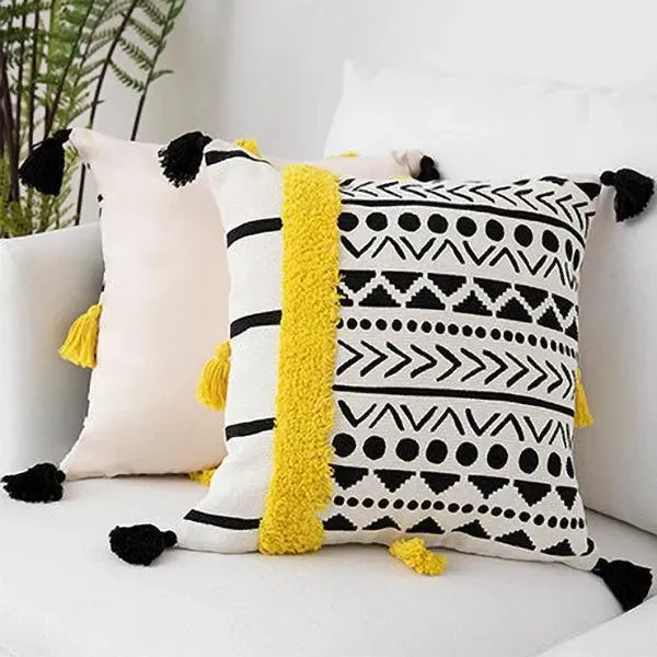 Bohemian Inspired Embroidery Throw Pillow Cover