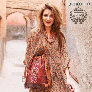 Bohemian leather kilim shoulder bag