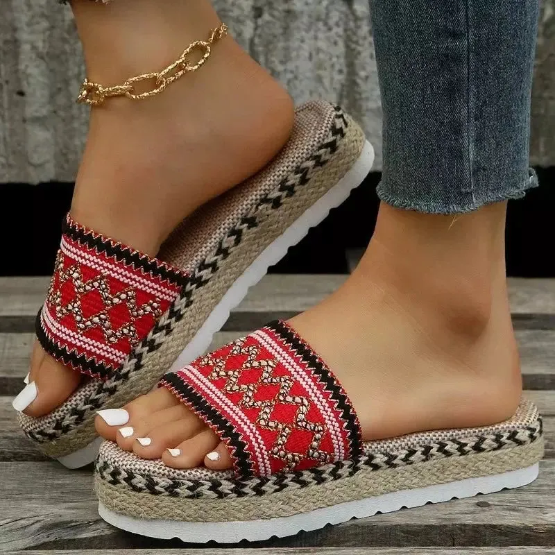 Bohemian orthotic slide sandals