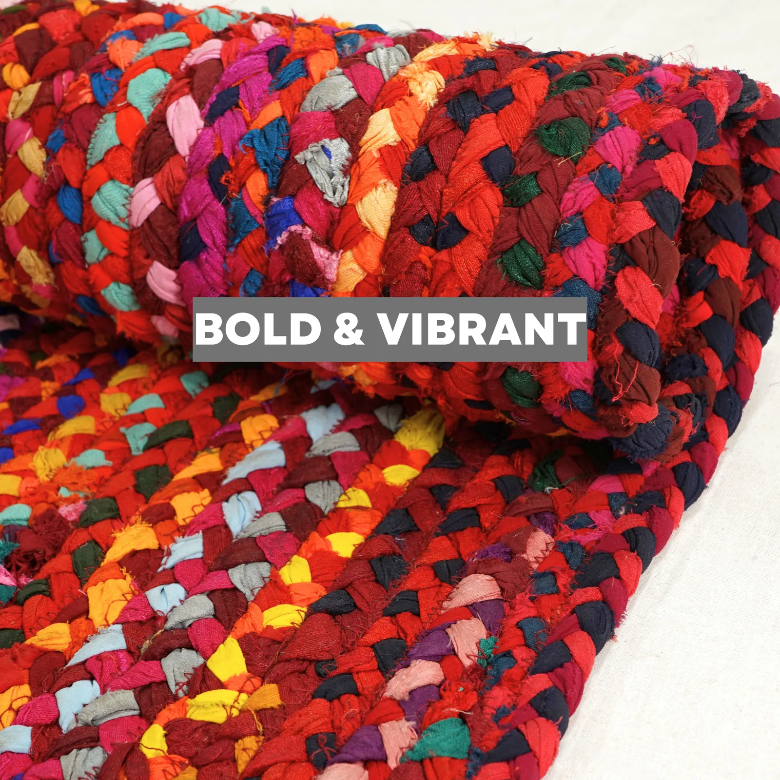Bohemian Red Polyester Braided Rectangular Rugs