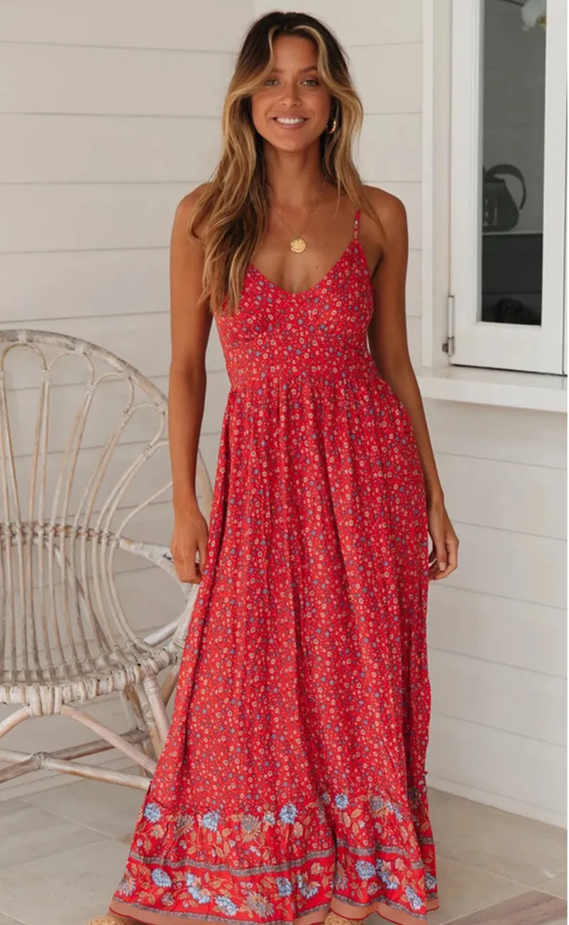 Bohemian Style Flowing Dress for Women