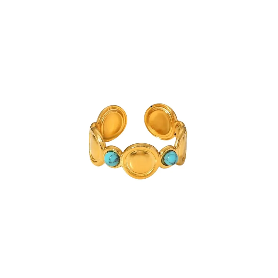 Bohemian Style Natural Stones Malachite Rings