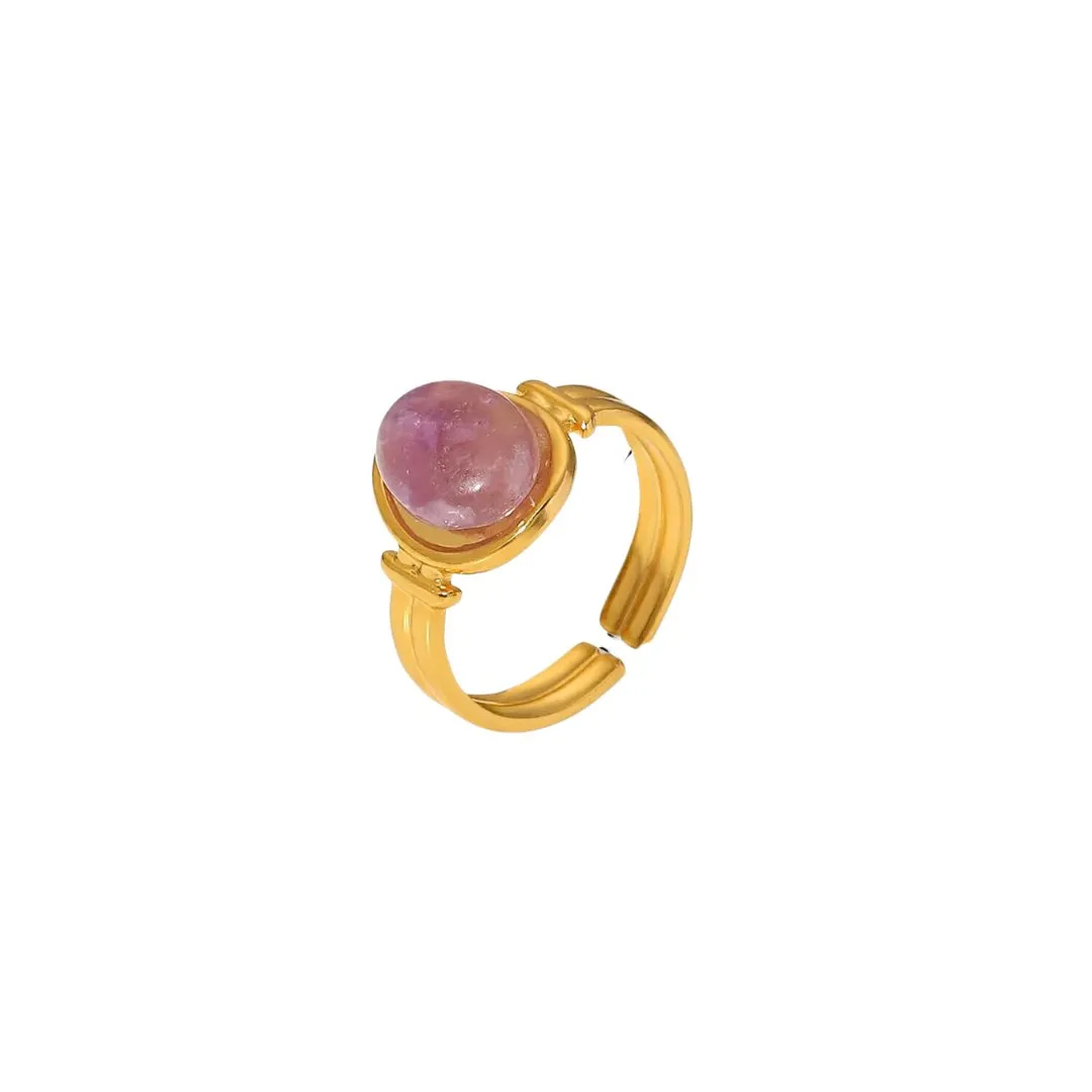 Bohemian Style Natural Stones Malachite Rings