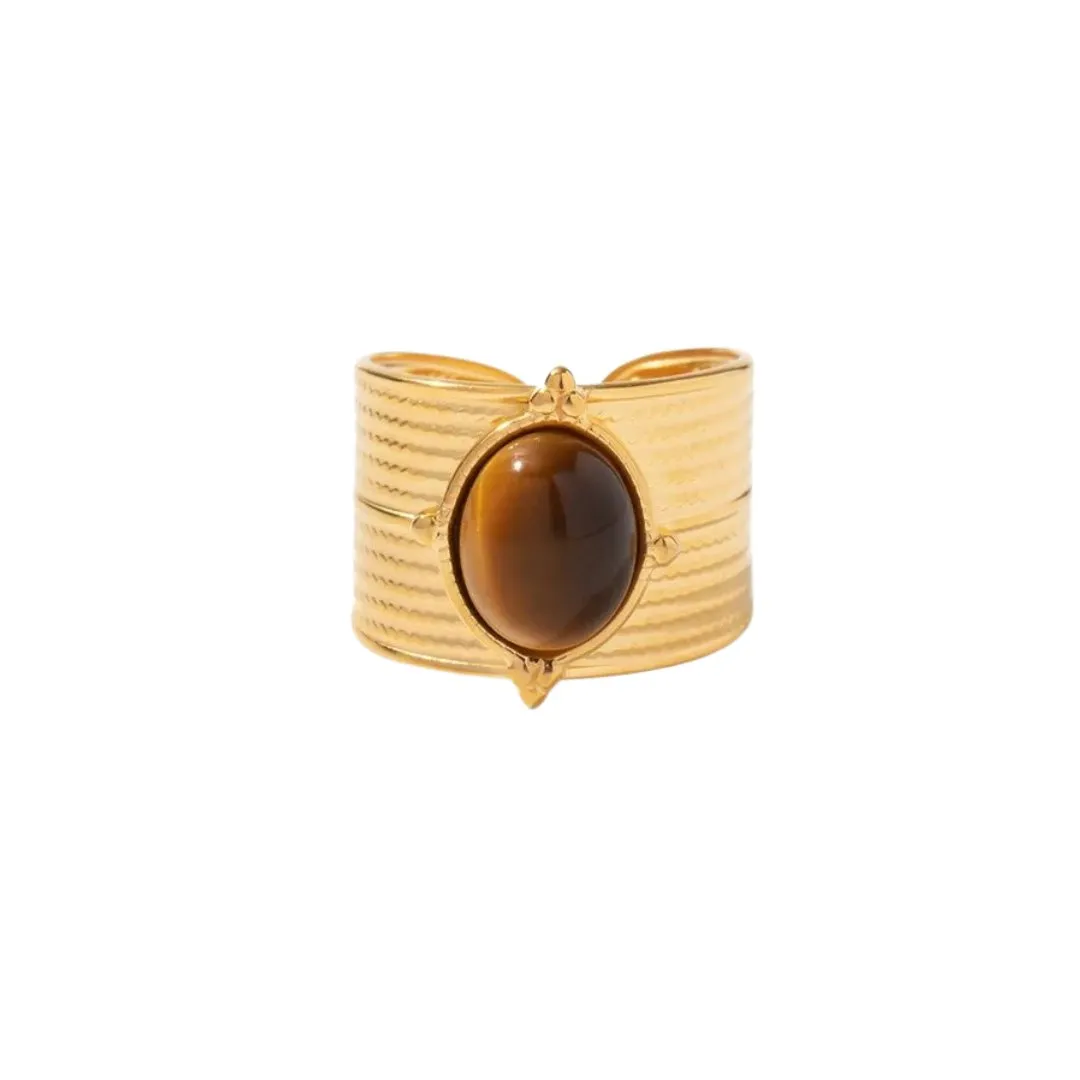 Bohemian Style Natural Stones Malachite Rings