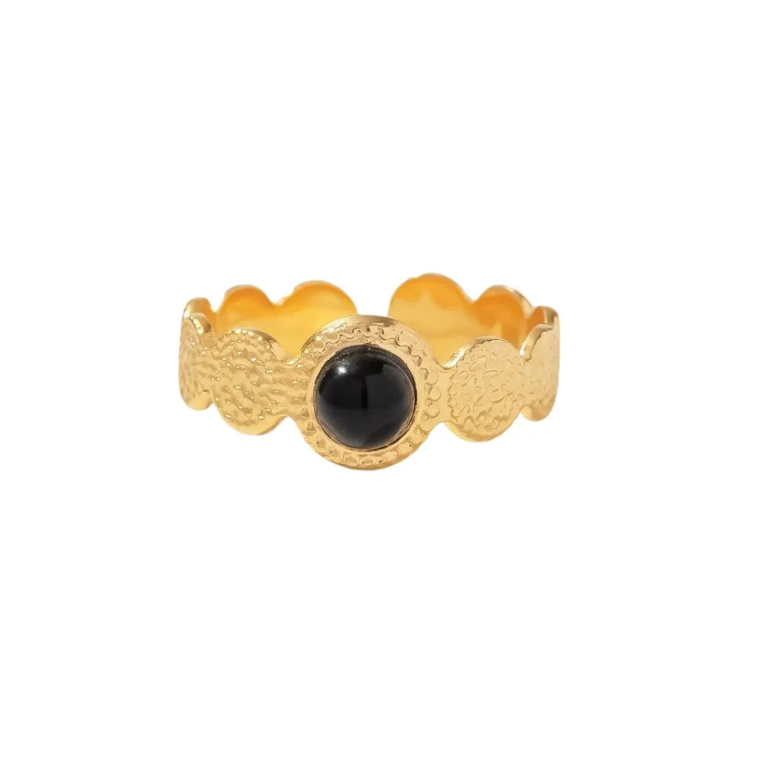 Bohemian Style Natural Stones Malachite Rings