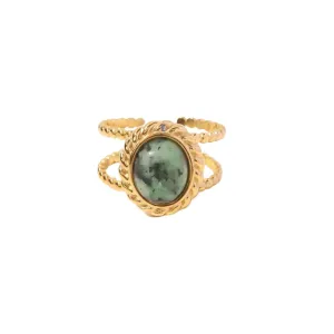 Bohemian Style Natural Stones Malachite Rings