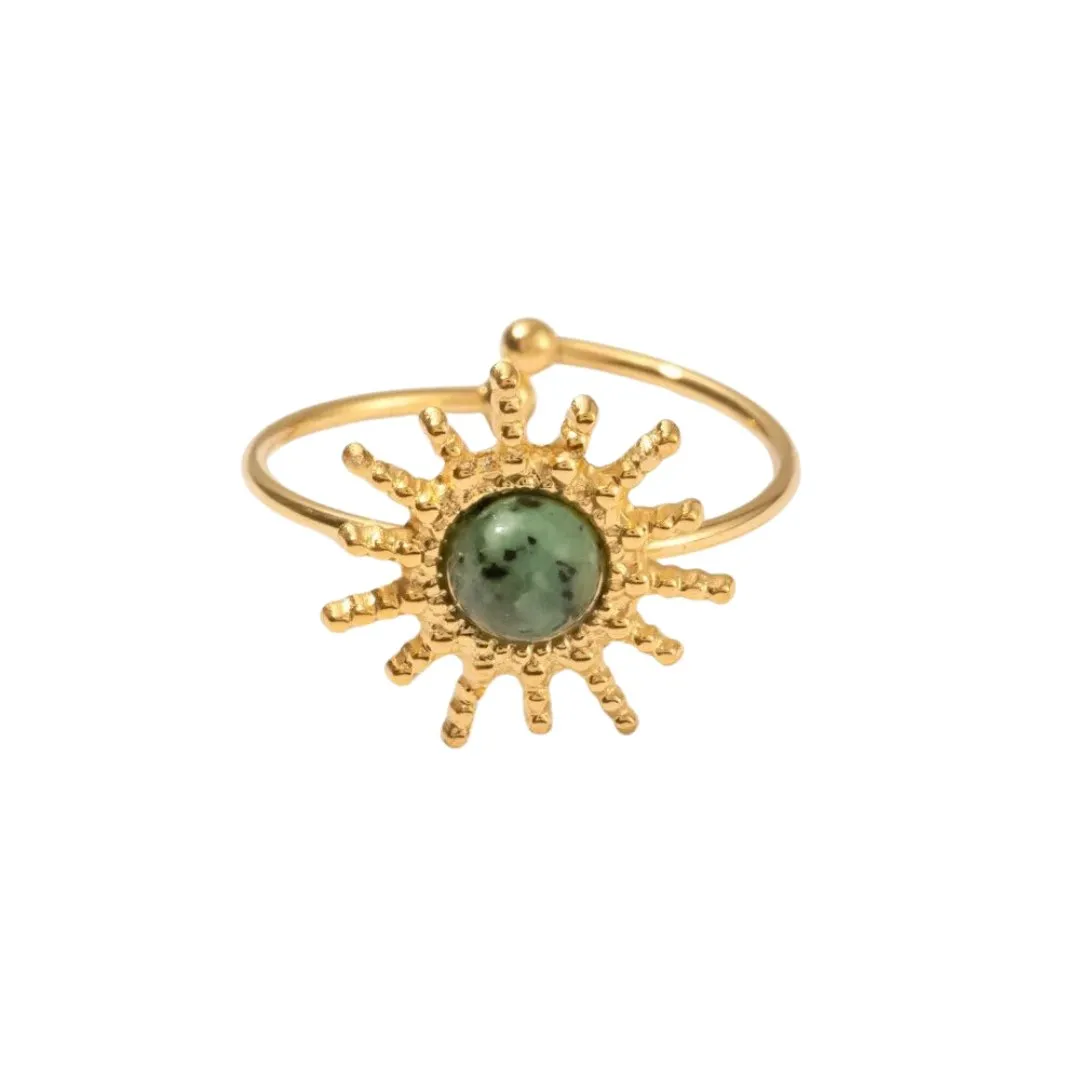 Bohemian Style Natural Stones Malachite Rings