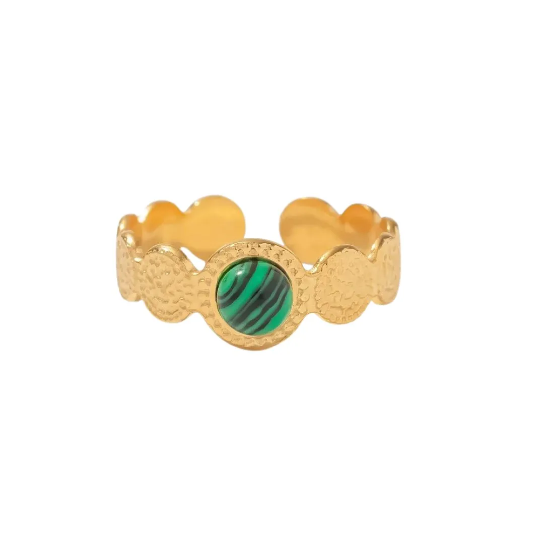Bohemian Style Natural Stones Malachite Rings